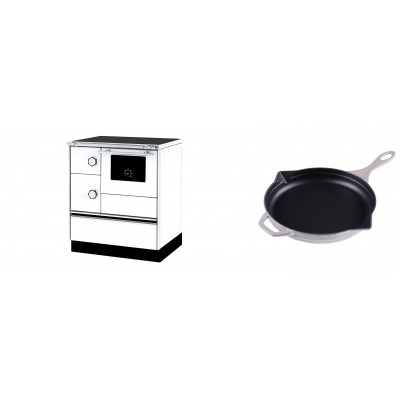 Set Küchenofen Alfa Plam Alfa 70 ET, 12.7kW + Emaillierte Gusseisenpfanne Solagio, Ivory, Ф28cm - Kaminofen - Holzofen mit Backfach