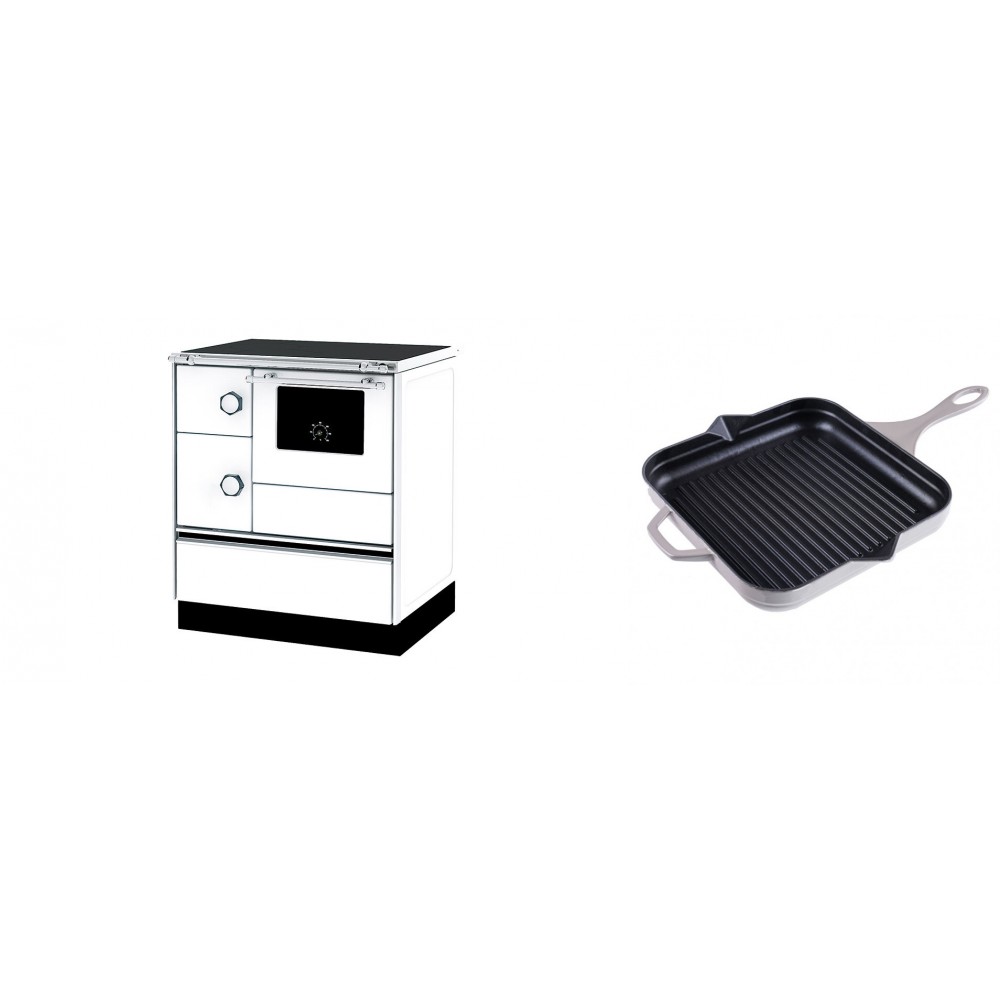 Set Küchenofen Alfa Plam Alfa 70 ET, 12.7kW + Emaillierte grillpfanne Gusseisen Solagio, Ivory, 28x28cm | Kaminofen - Holzofen mit Backfach | Kaminofen |