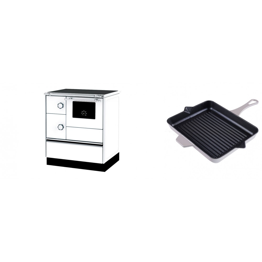 Set Küchenofen Alfa Plam Alfa 70 ET, 12.7kW + Emaillierte grillpfanne Gusseisen Solagio, Ivory, 26x32cm