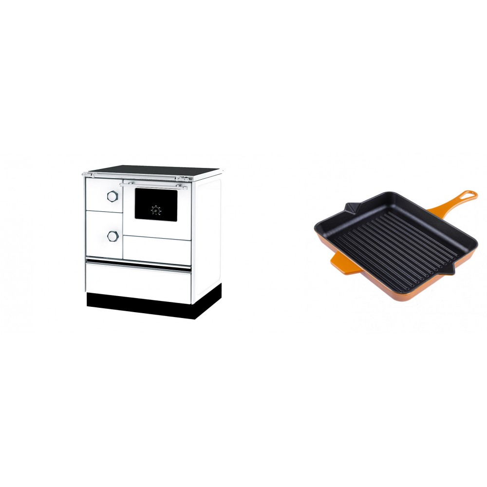 Set Küchenofen Alfa Plam Alfa 70 ET, 12.7kW + Emaillierte grillpfanne Gusseisen Solagio, Dijon, 26x32cm | Kaminofen - Holzofen mit Backfach | Kaminofen |