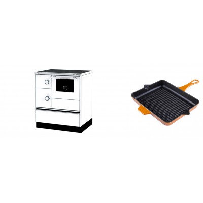 Set Küchenofen Alfa Plam Alfa 70 ET, 12.7kW + Emaillierte grillpfanne Gusseisen Solagio, Dijon, 26x32cm - Kaminofen - Holzofen mit Backfach