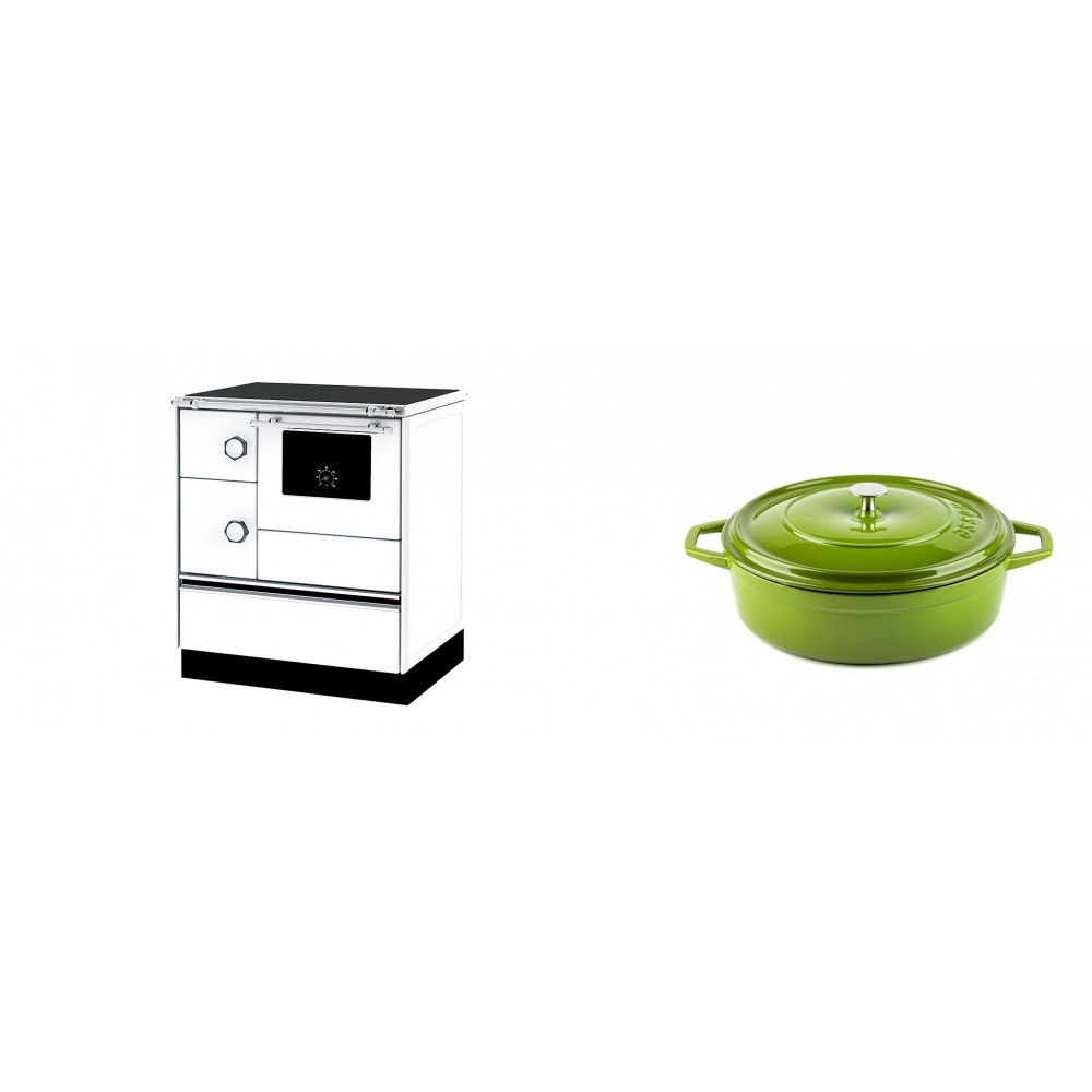 Set Küchenofen Alfa Plam Alfa 70 ET, 12.7kW + Gusseisen Topf Flach Solagio, Bamboo, Ф26