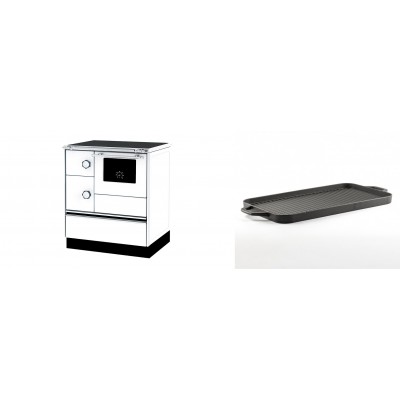 Set Küchenofen Alfa Plam Alfa 70 ET, 12.7kW + Große Grillplatte aus Gusseisen Solagio, 25x44cm - Kaminofen - Holzofen mit Backfach
