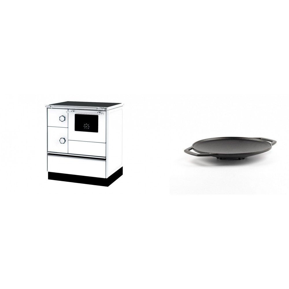 Set Küchenofen Alfa Plam Alfa 70 ET, 12.7kW + Backplatte aus Gusseisen Solagio, Ф28cm | Kaminofen - Holzofen mit Backfach | Kaminofen |