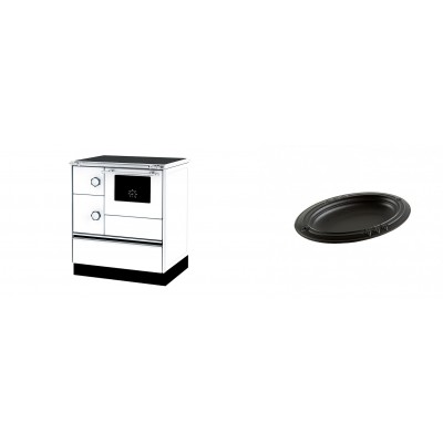 Set Küchenofen Alfa Plam Alfa 70 ET, 12.7kW + Gusseiserne auflaufform Solagio oval, 25x33cm - Kaminofen - Holzofen mit Backfach