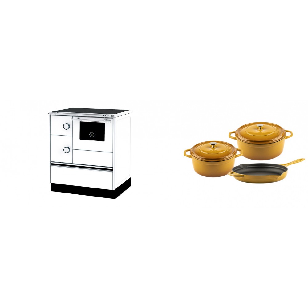 Set Küchenofen Alfa Plam Alfa 70 ET, 12.7kW + Gusseisen Topf Set aus 3 teilen Solagio, Dijon