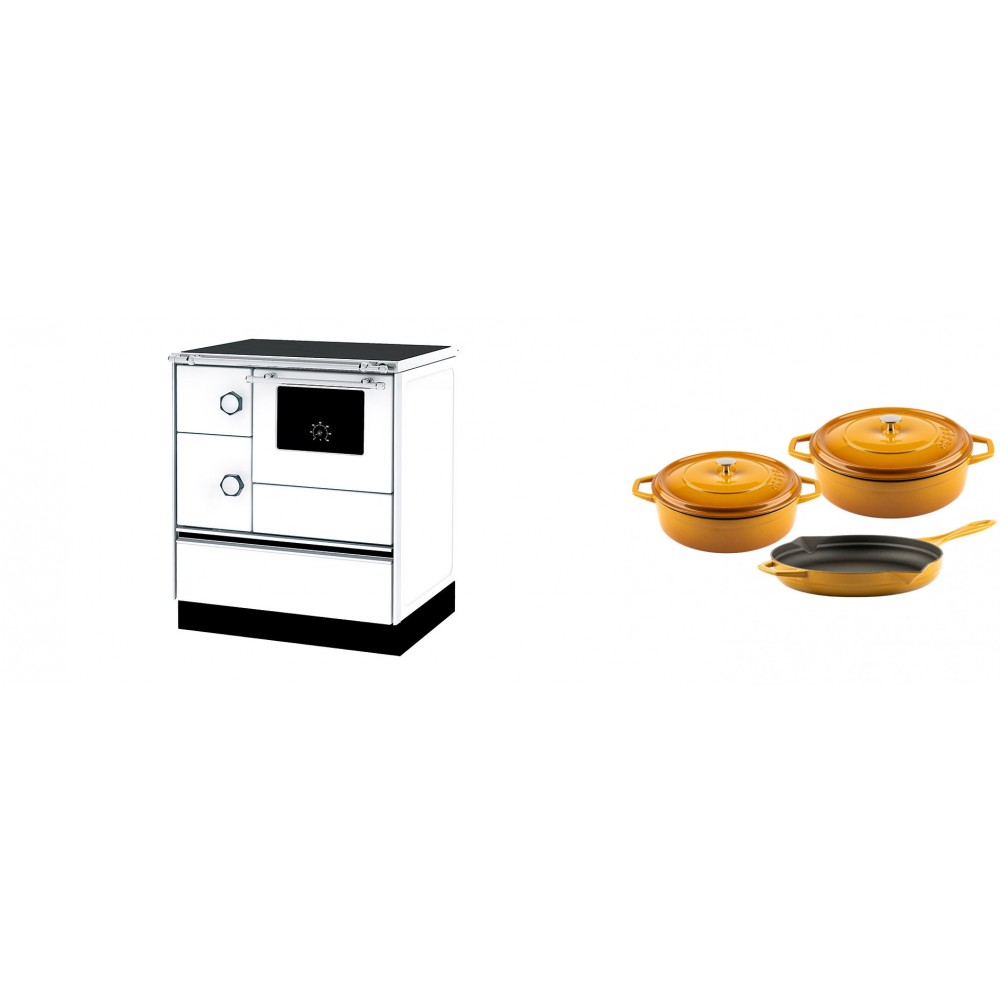 Set Küchenofen Alfa Plam Alfa 70 ET, 12.7kW + Gusseisen Topf Set aus 3 teilen Solagio, Dijon