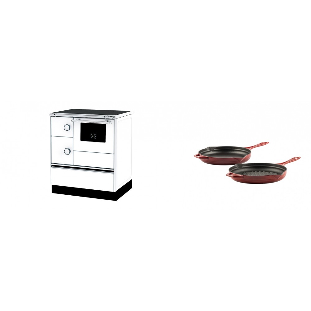 Set Küchenofen Alfa Plam Alfa 70 ET, 12.7kW + Gusseisen Topf Set aus 2 teilen Solagio, Rubin | Kaminofen - Holzofen mit Backfach | Kaminofen |