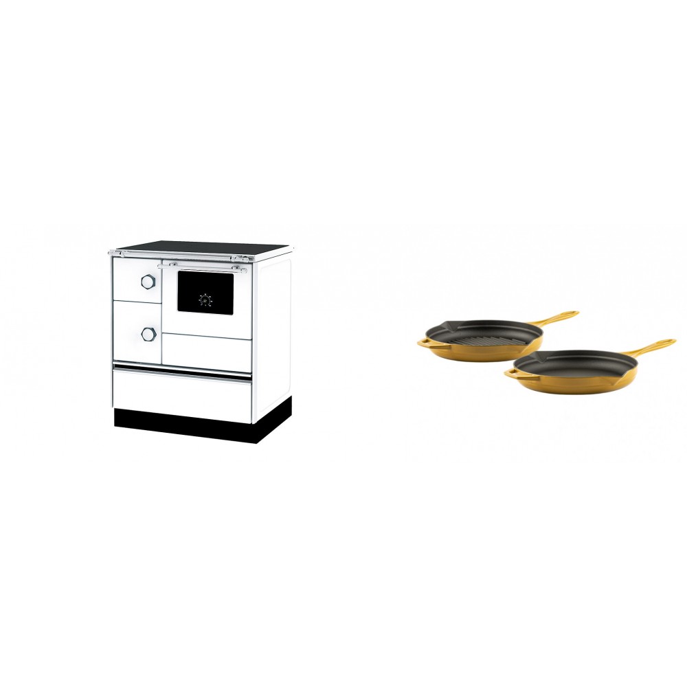 Set Küchenofen Alfa Plam Alfa 70 ET, 12.7kW + Gusseisen Topf Set aus 2 teilen Solagio, Dijon | Kaminofen - Holzofen mit Backfach | Kaminofen |