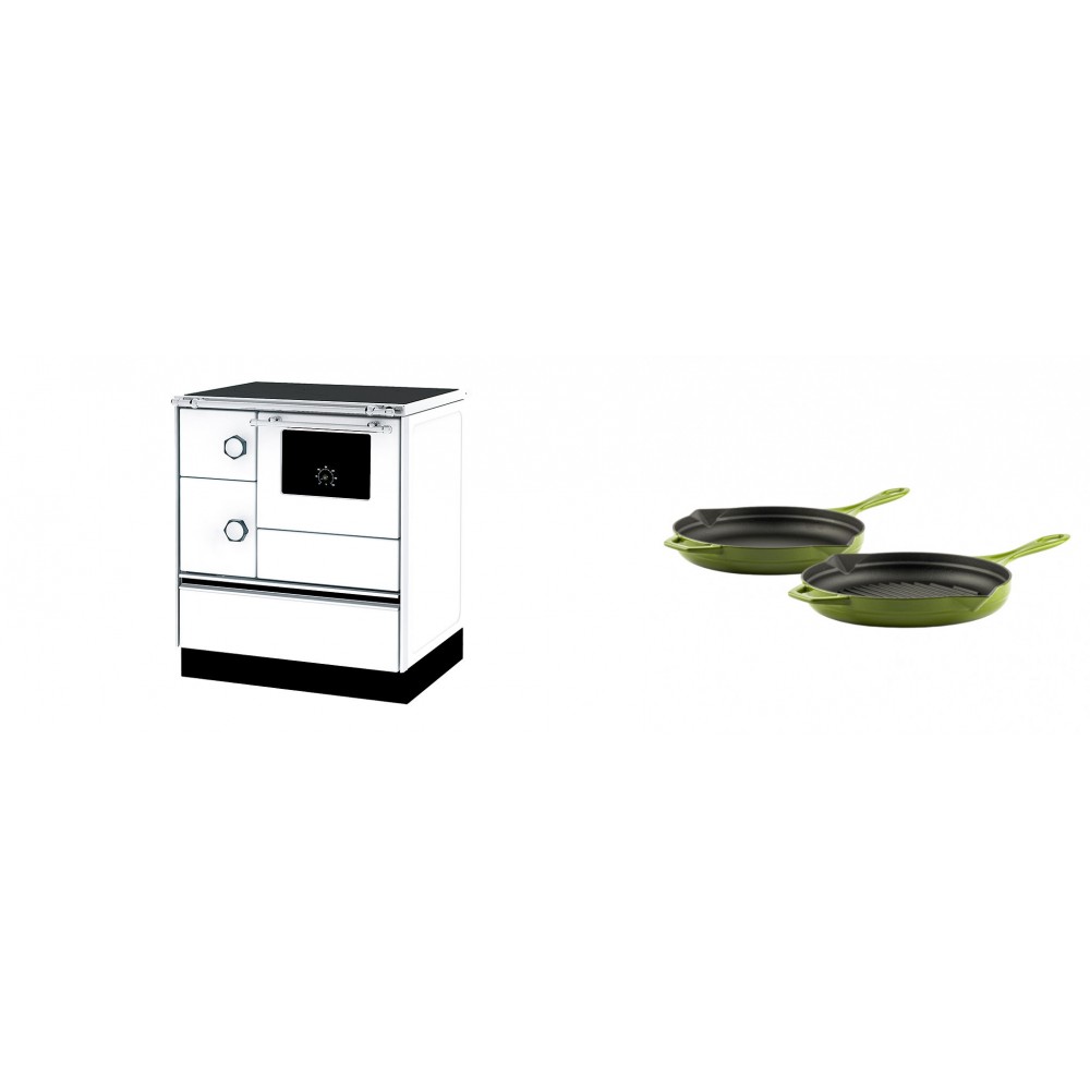 Set Küchenofen Alfa Plam Alfa 70 ET, 12.7kW + Gusseisen Topf Set aus 2 teilen Solagio, Bamboo