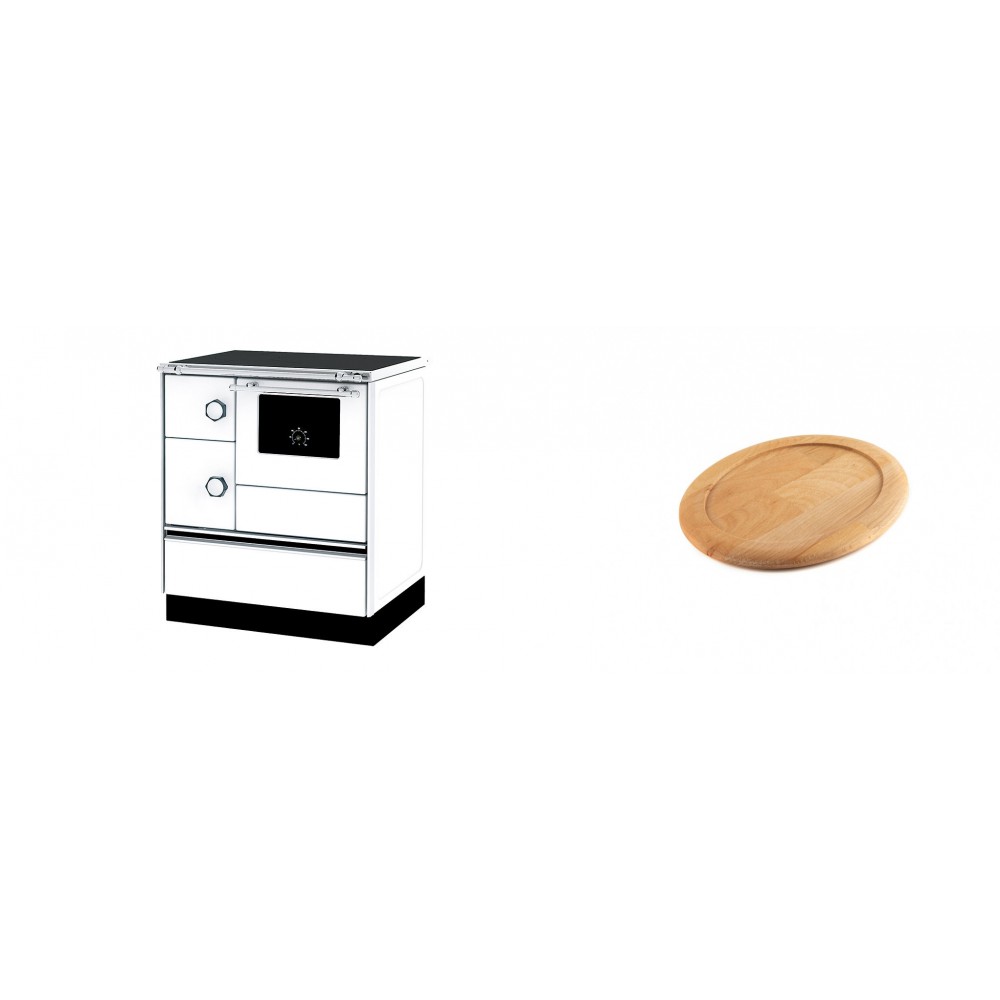 Set Küchenofen Alfa Plam Alfa 70 ET, 12.7kW + Holz untersetzer für ovale gusseisenpfanne Solagio HSFT1825 | Kaminofen - Holzofen mit Backfach | Kaminofen |