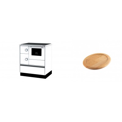 Set Küchenofen Alfa Plam Alfa 70 ET, 12.7kW + Holz untersetzer für ovale gusseisenpfanne Solagio HSFT1825 - Kaminofen - Holzofen mit Backfach