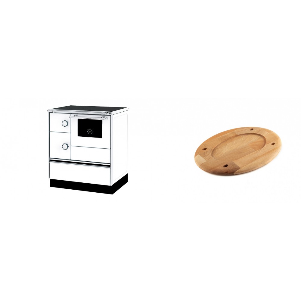 Set Küchenofen Alfa Plam Alfa 70 ET, 12.7kW + Holz untersetzer für ovale platte Solagio HSOISK2533, 25x33cm | Kaminofen - Holzofen mit Backfach | Kaminofen |