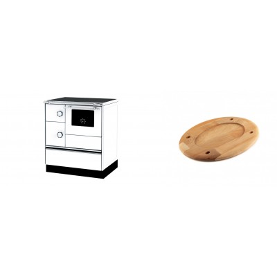 Set Küchenofen Alfa Plam Alfa 70 ET, 12.7kW + Holz untersetzer für ovale platte Solagio HSOISK2533, 25x33cm - Kaminofen - Holzofen mit Backfach