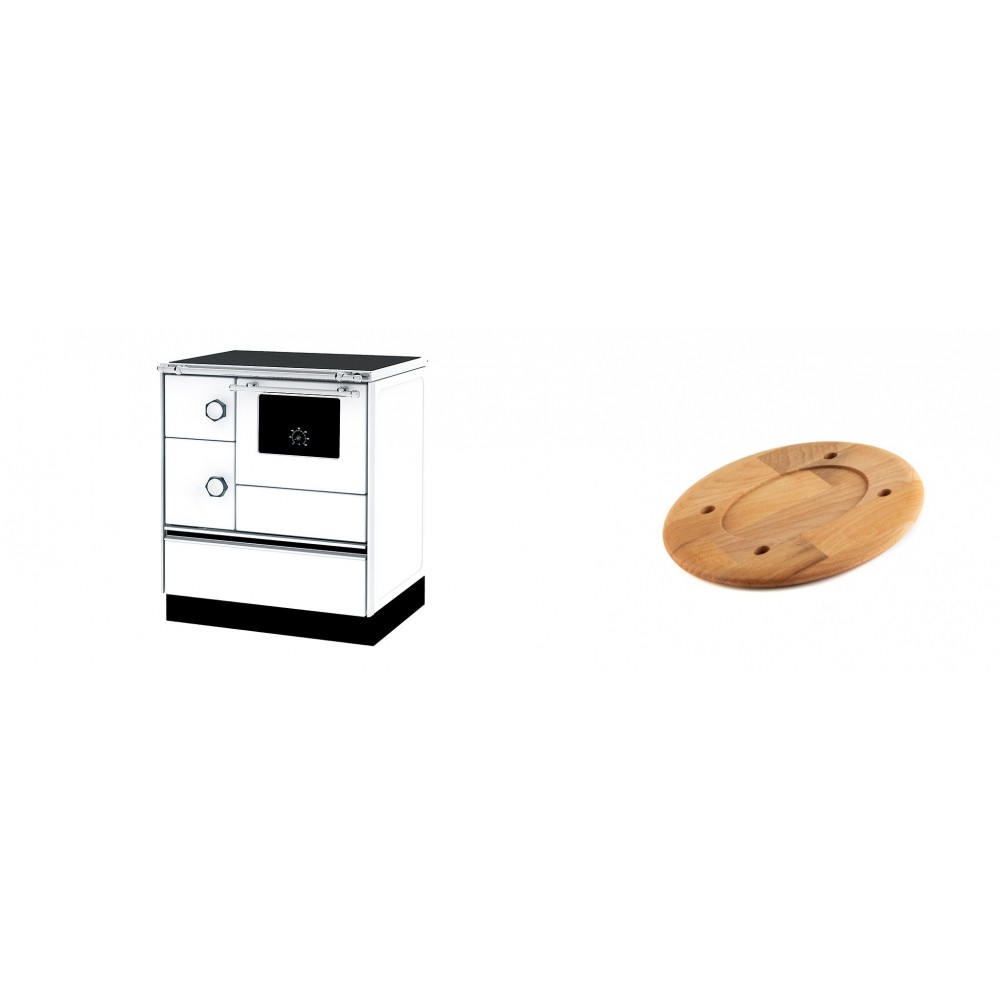 Set Küchenofen Alfa Plam Alfa 70 ET, 12.7kW + Holz untersetzer für ovale platte Solagio HSOISK1728, 17x28cm | Kaminofen - Holzofen mit Backfach | Kaminofen |
