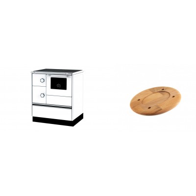 Set Küchenofen Alfa Plam Alfa 70 ET, 12.7kW + Holz untersetzer für ovale platte Solagio HSOISK1728, 17x28cm - Kaminofen - Holzofen mit Backfach