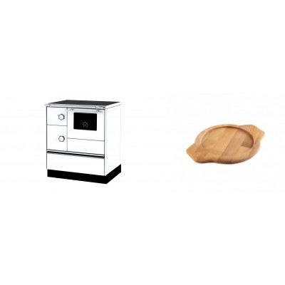 Set Küchenofen Alfa Plam Alfa 70 ET, 12.7kW + Holz untersetzer für gusseisenschüssel Solagio HSYKTV22 - Kaminofen - Holzofen mit Backfach