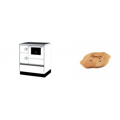 Set Küchenofen Alfa Plam Alfa 70 ET, 12.7kW + Holz untersetzer für gusseisenplatte Solagio HSYSAK20 - Kaminofen - Holzofen mit Backfach