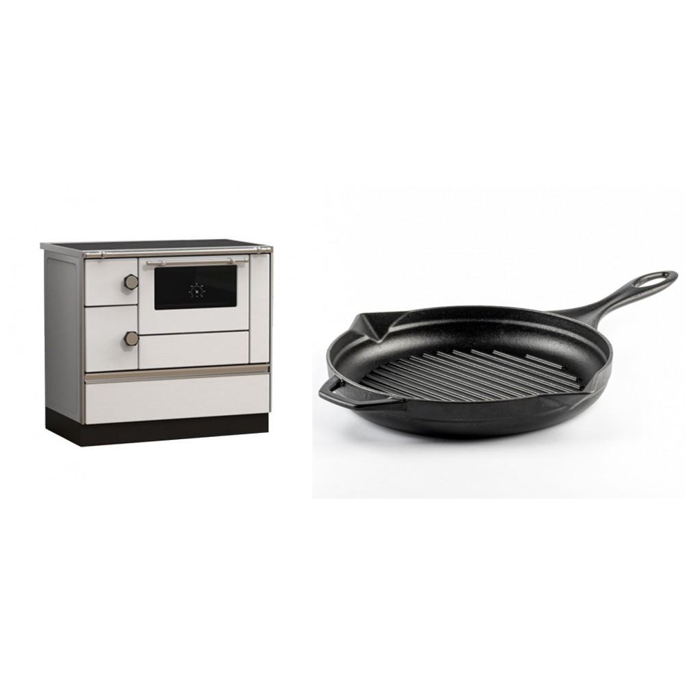 Set Küchenofen Alfa Plam Alfa 90 HET, 14.39kW + Emaillierte grillpfanne Gusseisen Solagio, Black Onyx, Ф28cm
