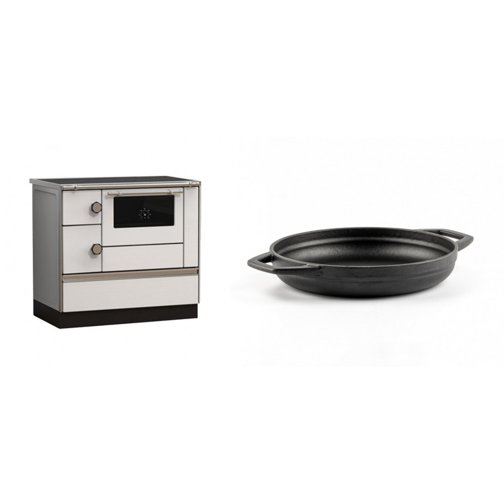 Set Küchenofen Alfa Plam Alfa 90 HET, 14.39kW + Emaillierte gusseisenpfanne mit zwei Griffen Solagio, Black Onyx, Ф19cm