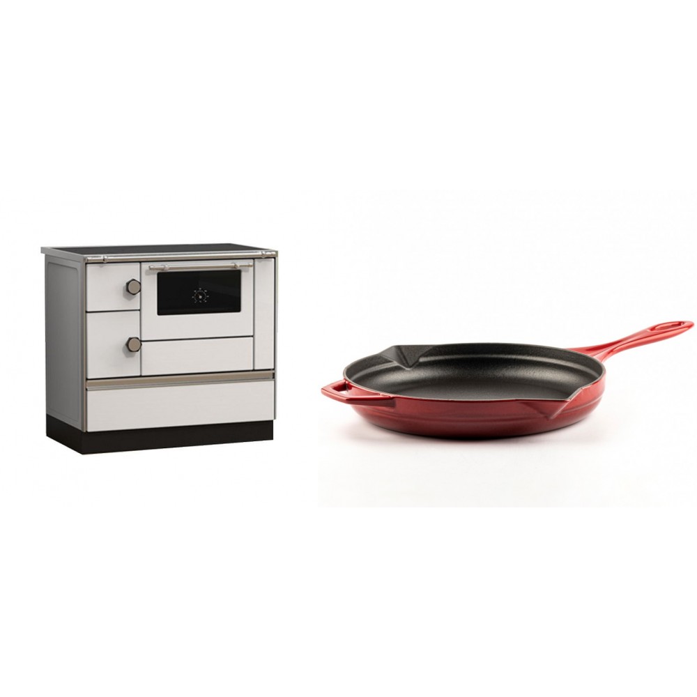 Set Küchenofen Alfa Plam Alfa 90 HET, 14.39kW + Emaillierte Gusseisenpfanne Solagio, Rubin, Ф28cm
