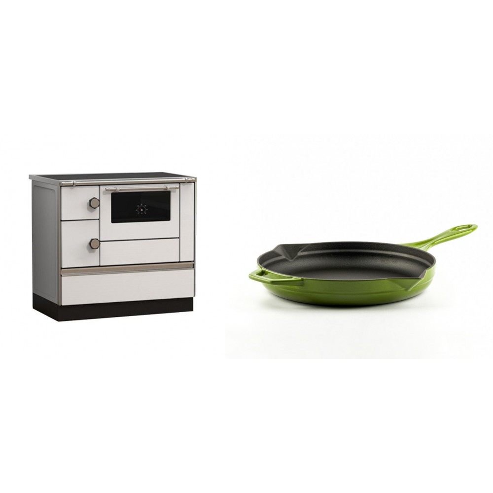 Set Küchenofen Alfa Plam Alfa 90 HET, 14.39kW + Emaillierte Gusseisenpfanne Solagio, Bamboo, Ф24cm