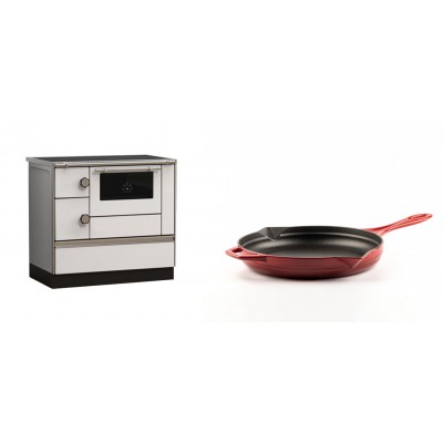 Set Küchenofen Alfa Plam Alfa 90 HET, 14.39kW + Emaillierte Gusseisenpfanne Solagio, Rubin, Ф24cm - Kaminofen - Holzofen mit Backfach