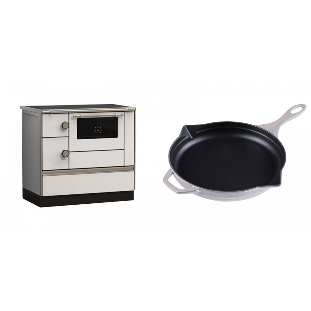 Set Küchenofen Alfa Plam Alfa 90 HET, 14.39kW + Emaillierte Gusseisenpfanne Solagio, Ivory, Ф28cm | Kaminofen - Holzofen mit Backfach | Kaminofen |