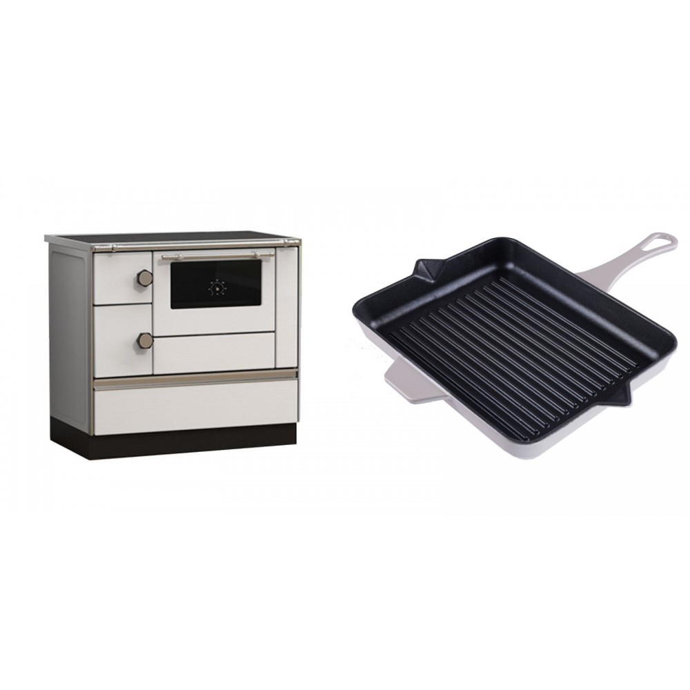 Set Küchenofen Alfa Plam Alfa 90 HET, 14.39kW + Emaillierte grillpfanne Gusseisen Solagio, Ivory, 26x32cm