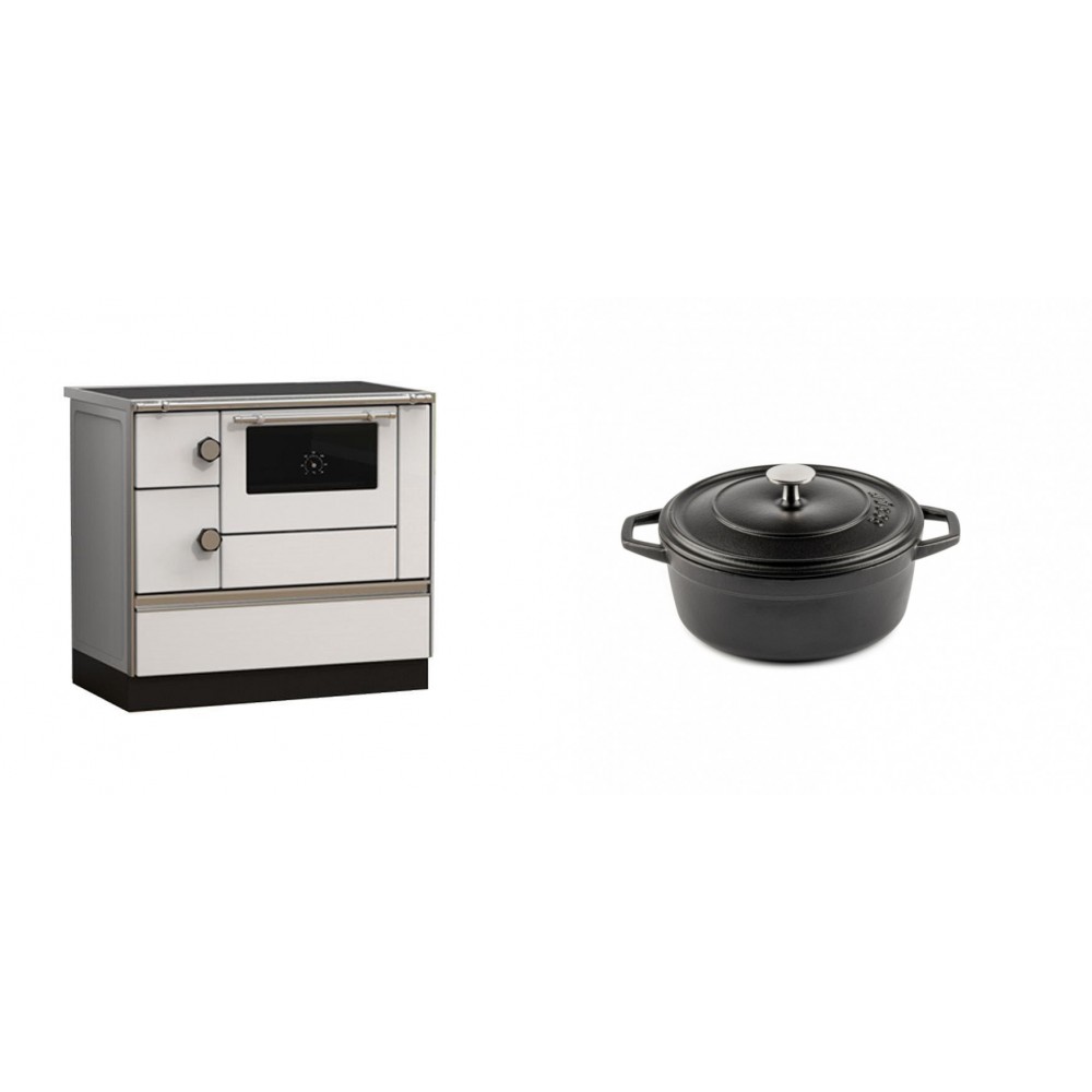 Set Küchenofen Alfa Plam Alfa 90 HET, 14.39kW + Gusseisen Topf Tiefer Solagio, Black Onyx, Ф12