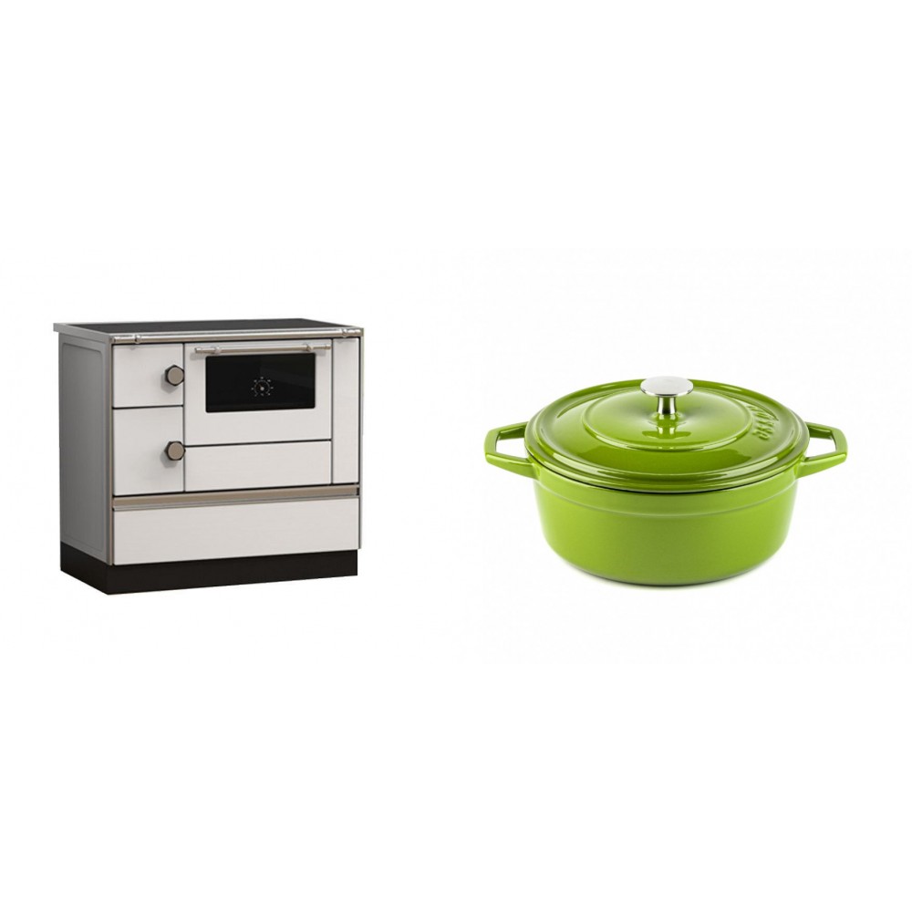 Set Küchenofen Alfa Plam Alfa 90 HET, 14.39kW + Gusseisen Topf Tiefer Solagio, Bamboo, Ф20