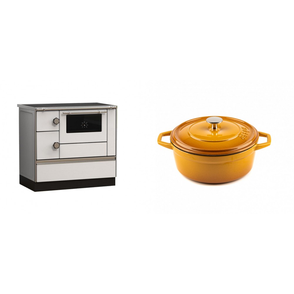 Set Küchenofen Alfa Plam Alfa 90 HET, 14.39kW + Gusseisen Topf Tiefer Solagio, Dijon, Ф20