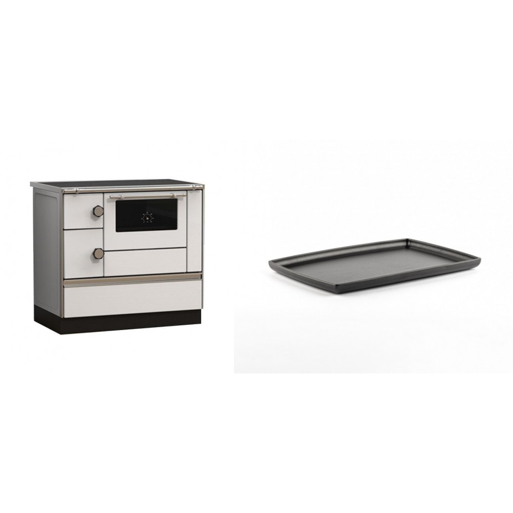 Set Küchenofen Alfa Plam Alfa 90 HET, 14.39kW + Rechteckige Servierplatte aus Gusseisen Solagio, 21x31cm
