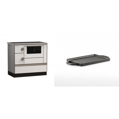 Set Küchenofen Alfa Plam Alfa 90 HET, 14.39kW + Mini-Grillplatte aus Gusseisen Solagio, 15.5x22.5cm - Kaminofen - Holzofen mit Backfach