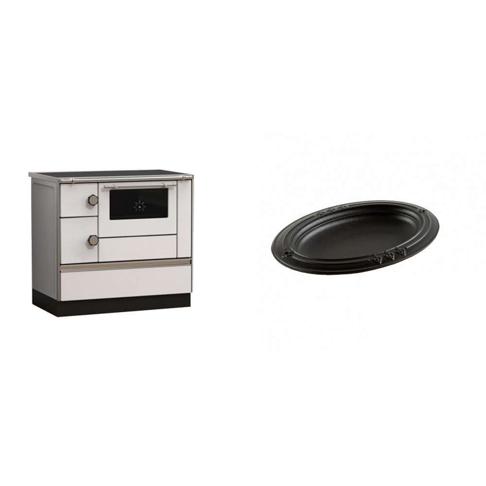 Set Küchenofen Alfa Plam Alfa 90 HET, 14.39kW + Gusseiserne auflaufform Solagio oval, 25x33cm | Kaminofen - Holzofen mit Backfach | Kaminofen |