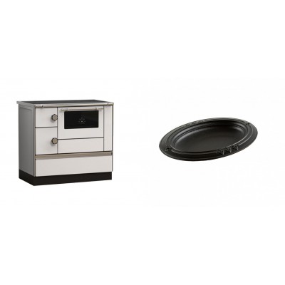 Set Küchenofen Alfa Plam Alfa 90 HET, 14.39kW + Gusseiserne auflaufform Solagio oval, 25x33cm - Kaminofen - Holzofen mit Backfach