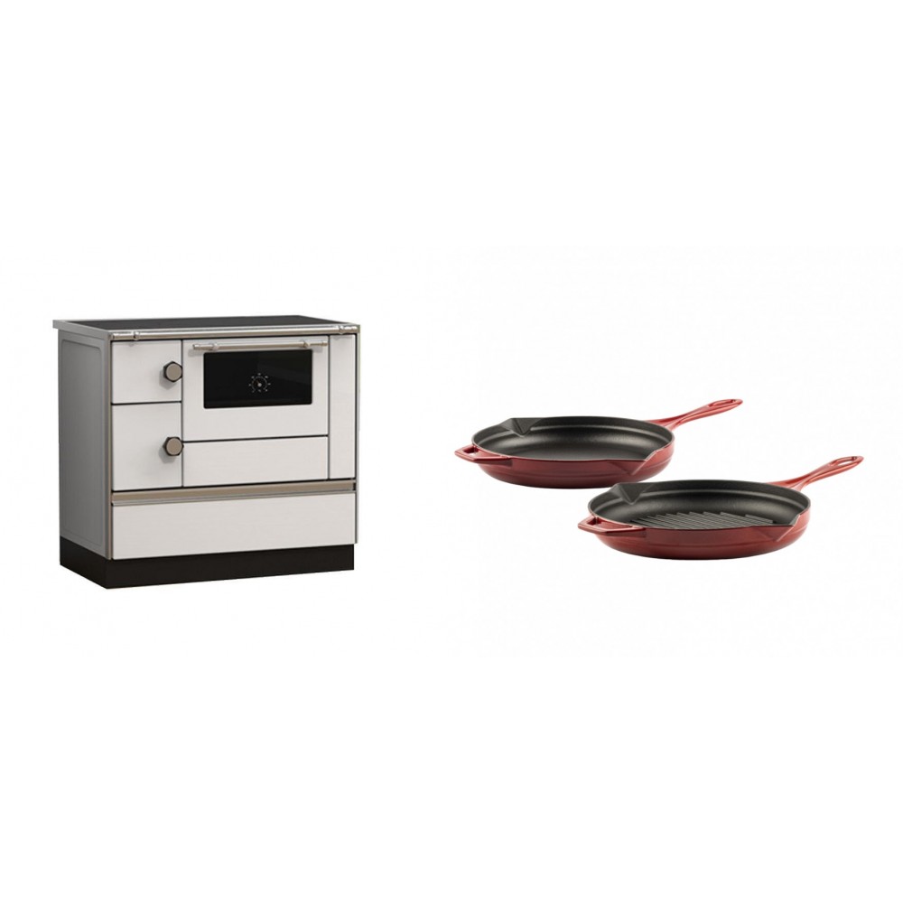 Set Küchenofen Alfa Plam Alfa 90 HET, 14.39kW + Gusseisen Topf Set aus 2 teilen Solagio, Rubin