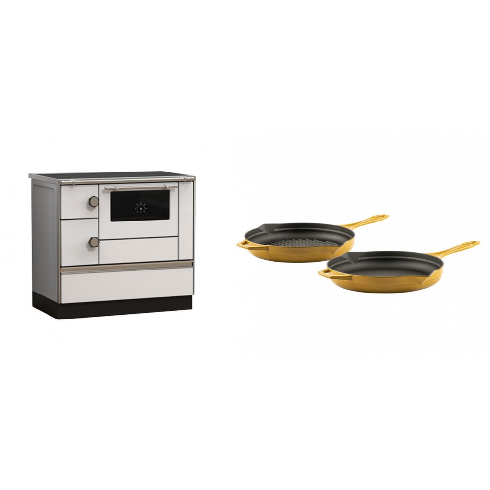 Set Küchenofen Alfa Plam Alfa 90 HET, 14.39kW + Gusseisen Topf Set aus 2 teilen Solagio, Dijon