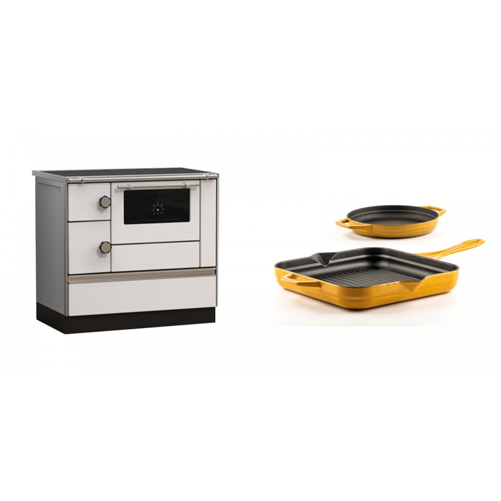 Set Küchenofen Alfa Plam Alfa 90 HET, 14.39kW + Gusseisen Topf Set aus 2 teilen Solagio, Dijon