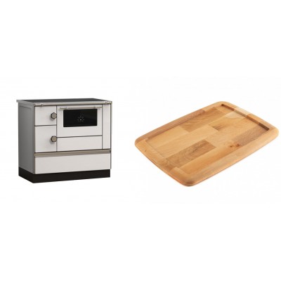 Set Küchenofen Alfa Plam Alfa 90 HET, 14.39kW + Holz untersetzer für gusseisenplatte Solagio HSST2131 - Kaminofen - Holzofen mit Backfach