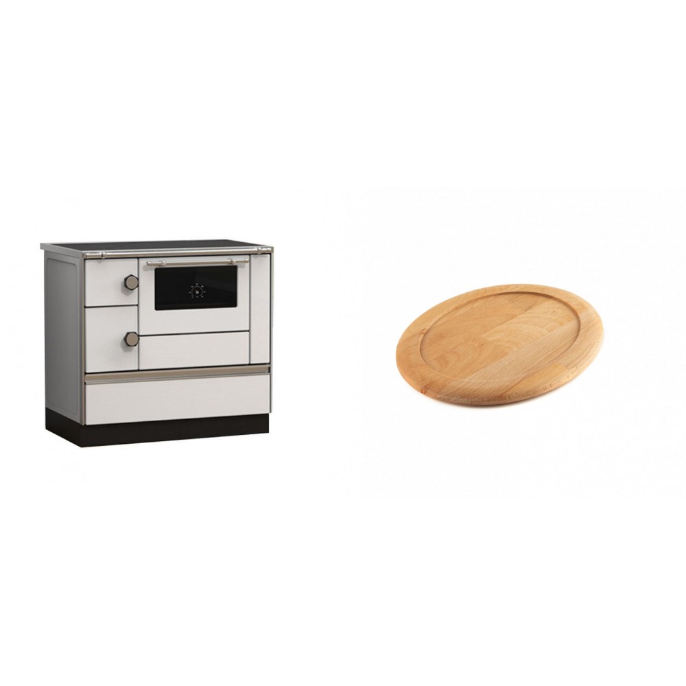 Set Küchenofen Alfa Plam Alfa 90 HET, 14.39kW + Holz untersetzer für ovale gusseisenpfanne Solagio HSFT1825 | Kaminofen - Holzofen mit Backfach | Kaminofen |