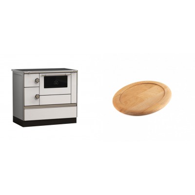 Set Küchenofen Alfa Plam Alfa 90 HET, 14.39kW + Holz untersetzer für ovale gusseisenpfanne Solagio HSFT1825 - Kaminofen - Holzofen mit Backfach