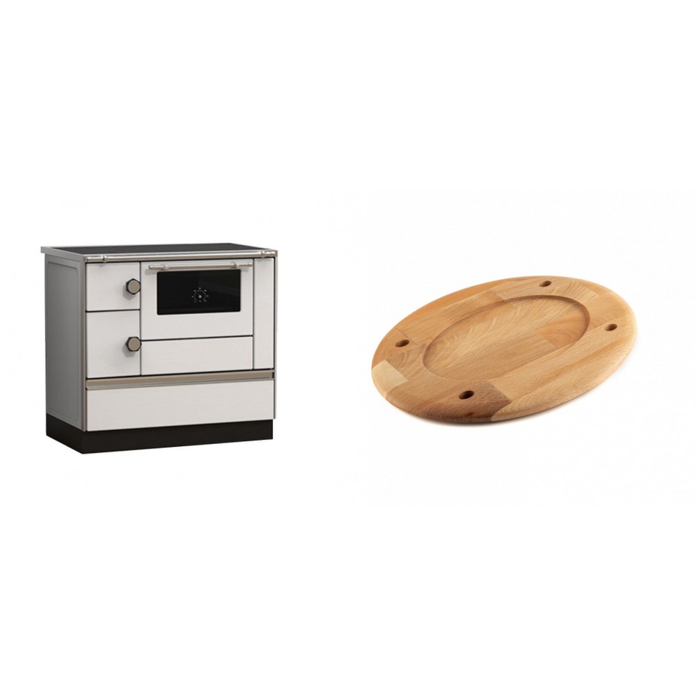 Set Küchenofen Alfa Plam Alfa 90 HET, 14.39kW + Holz untersetzer für ovale platte Solagio HSOISK2533, 25x33cm