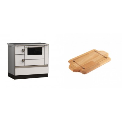 Set Küchenofen Alfa Plam Alfa 90 HET, 14.39kW + Holz untersetzer für mini-gusseisenplatte Solagio HSDDHP1522 - Kaminofen - Holzofen mit Backfach