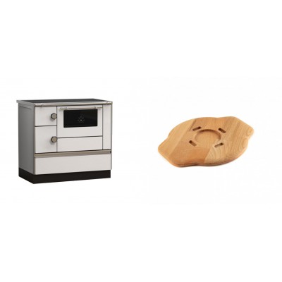 Set Küchenofen Alfa Plam Alfa 90 HET, 14.39kW + Holz untersetzer für gusseisenplatte Solagio HSYSAK20 - Kaminofen - Holzofen mit Backfach