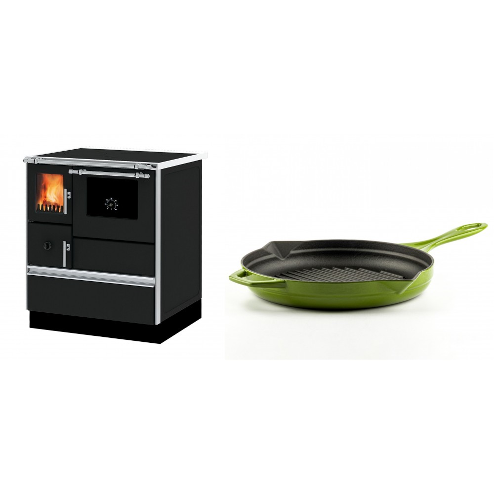 Set Küchenofen Alfa Plam Dominant 70, 6.3kW + Emaillierte grillpfanne Gusseisen Solagio, Bamboo, Ф28cm