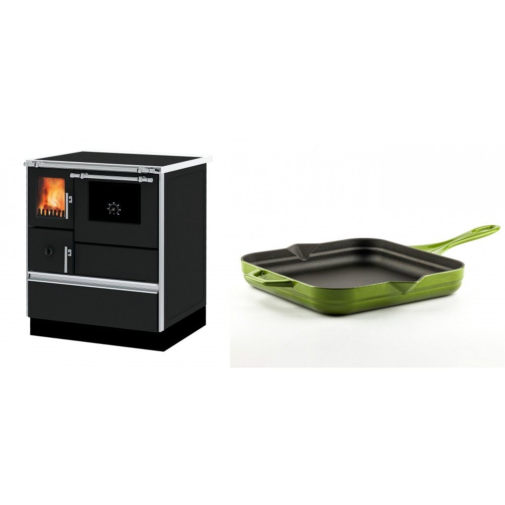 Set Küchenofen Alfa Plam Dominant 70, 6.3kW + Emaillierte Gusseisenpfanne Solagio, Bamboo, 28x28cm
