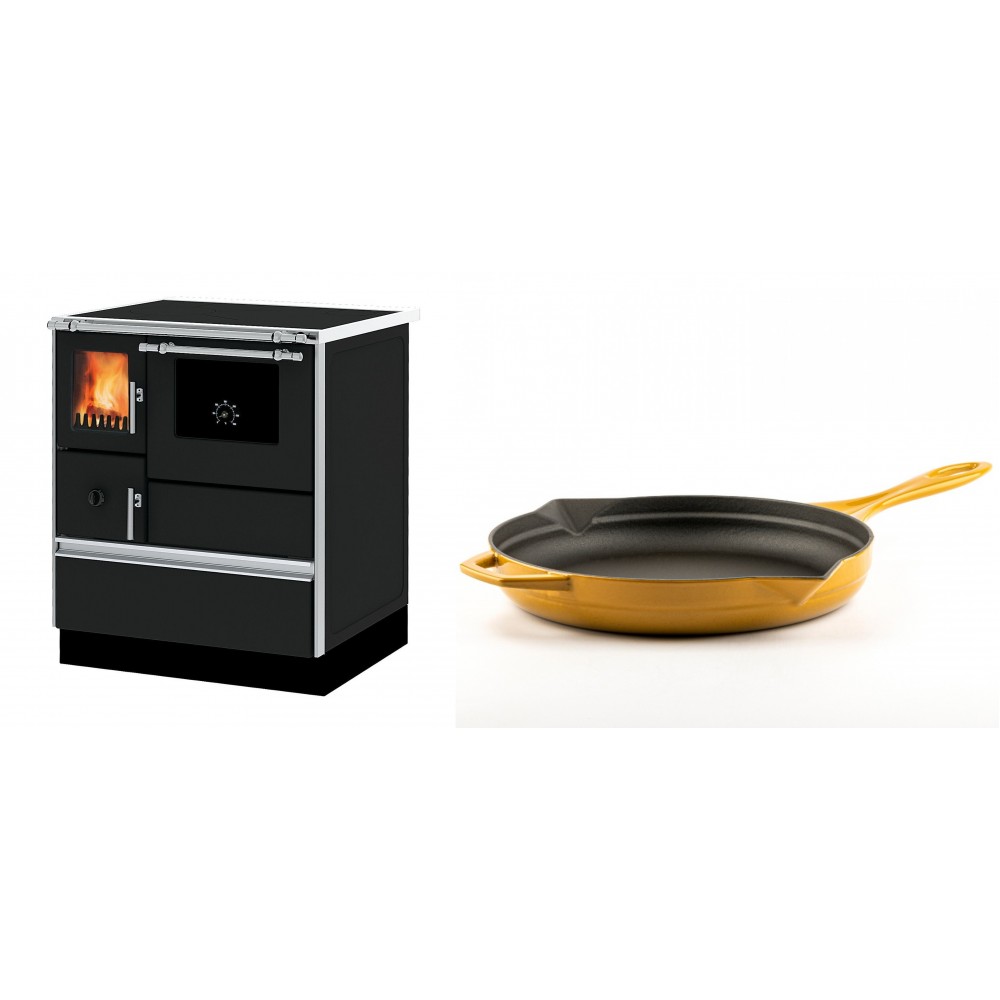 Set Küchenofen Alfa Plam Dominant 70, 6.3kW + Emaillierte Gusseisenpfanne Solagio, Dijon, Ф28cm | Kaminofen - Holzofen mit Backfach | Kaminofen |