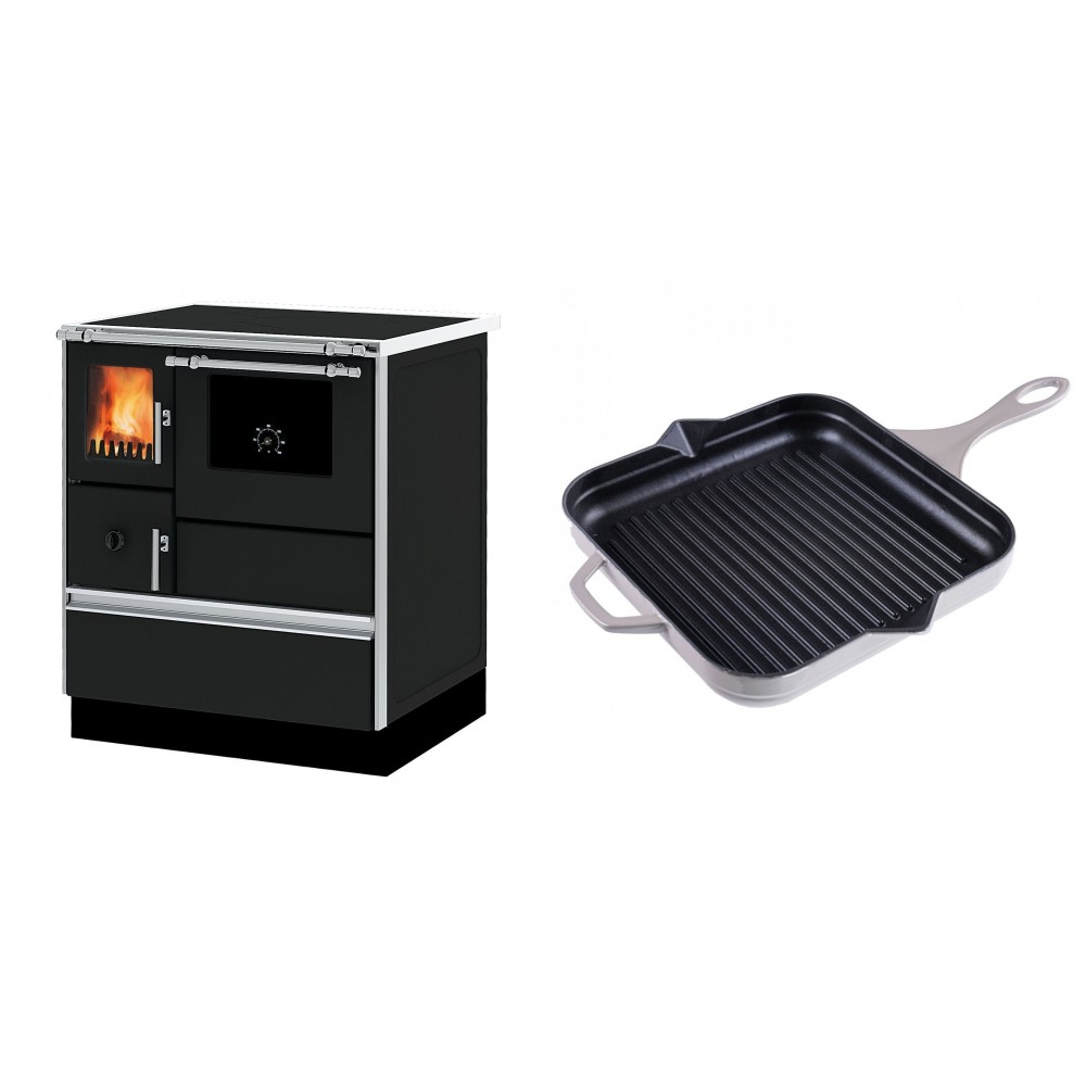 Set Küchenofen Alfa Plam Dominant 70, 6.3kW + Emaillierte grillpfanne Gusseisen Solagio, Ivory, 28x28cm