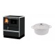 Set Küchenofen Alfa Plam Dominant 70, 6.3kW + Gusseisen Topf Tiefer Solagio, Ivory, Ф20 | Kaminofen - Holzofen mit Backfach | Kaminofen |